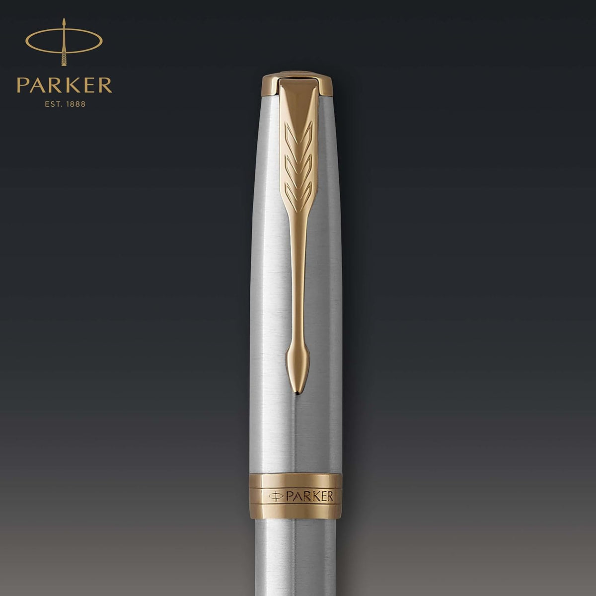 Parker Sonnet fountain pen stainless steel barrel detail