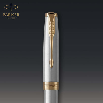 Parker Sonnet fountain pen stainless steel barrel detail
