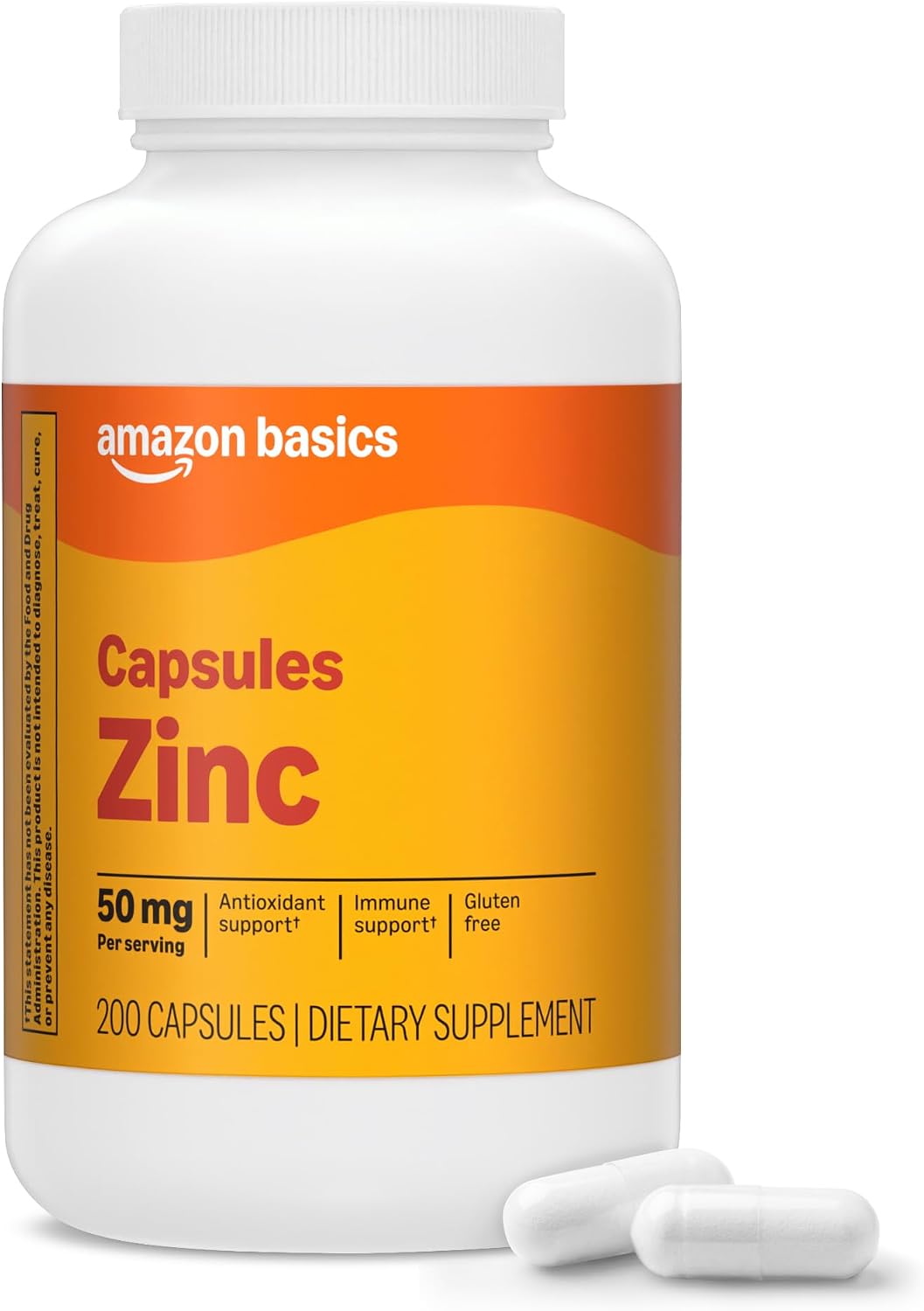 Amazon Basics zinc supplement capsules 200 count