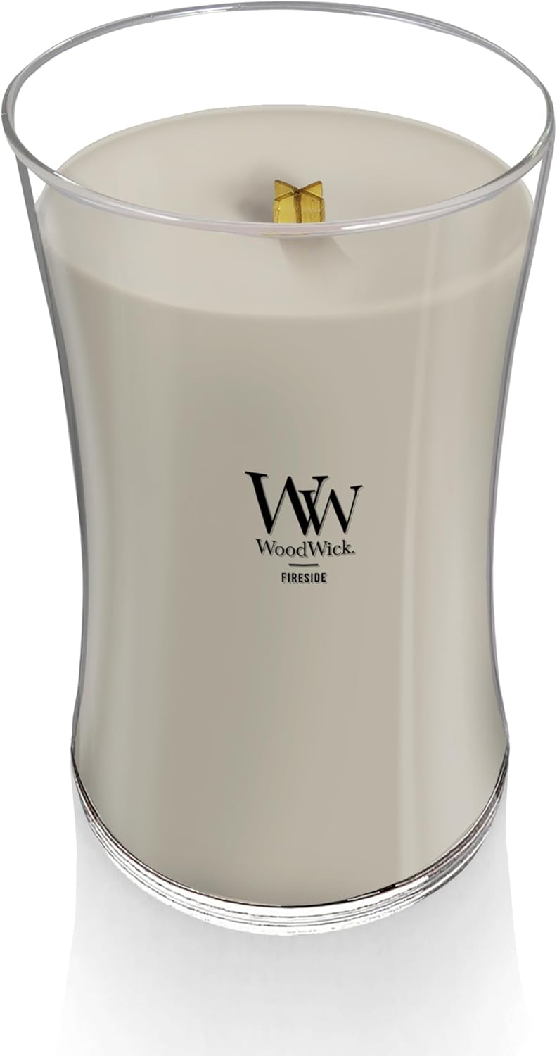 WoodWick Fireside candle with warm woods scent