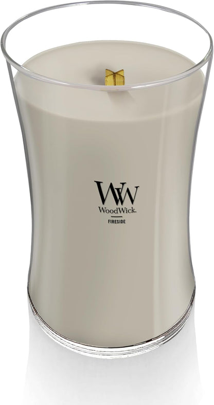 WoodWick Fireside candle with warm woods scent