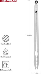 Stainless steel kitchen tongs for flipping and serving