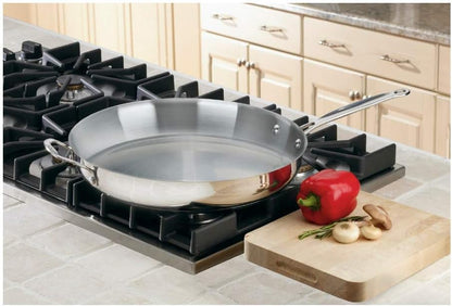 14-inch stainless steel skillet with riveted handles
