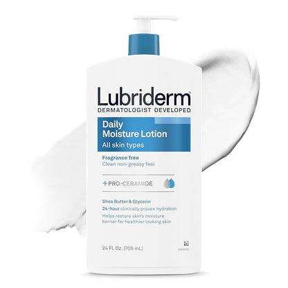 Lubriderm Daily Moisture Body Lotion fragrance free 24 fl oz bottle