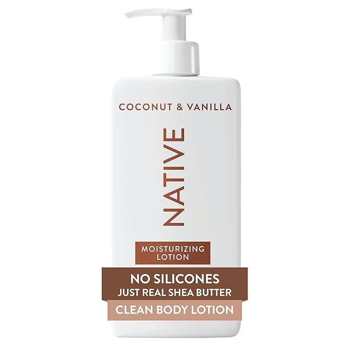 Native plant-based body lotion bottle