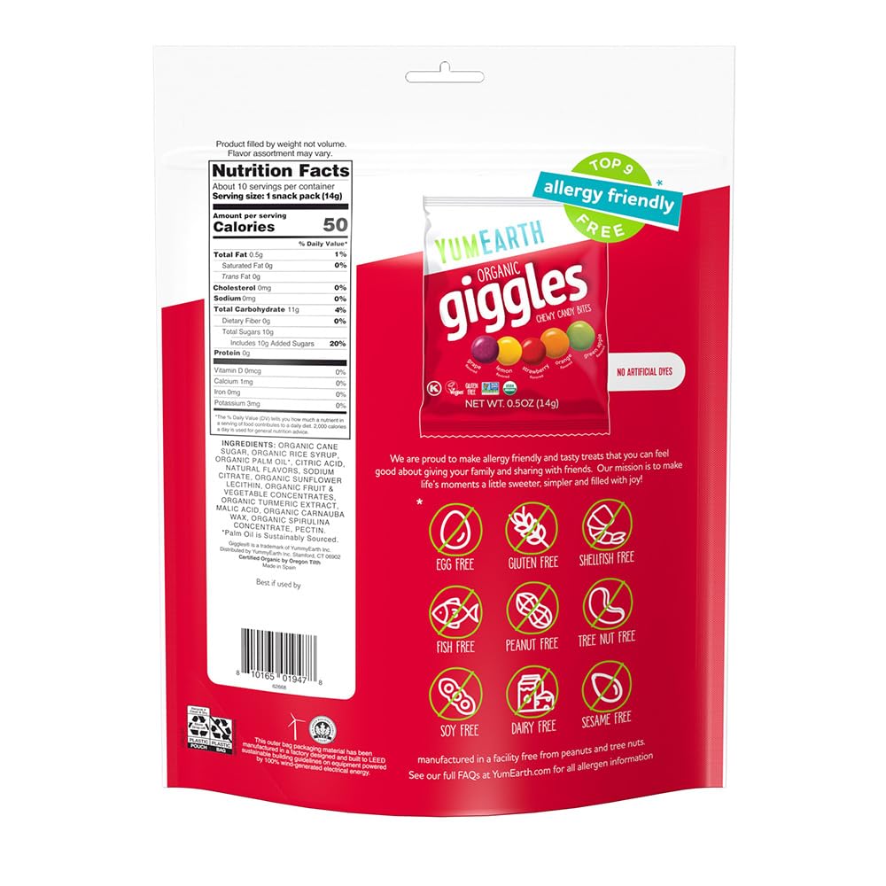 Assorted fruit flavored allergy friendly candy
