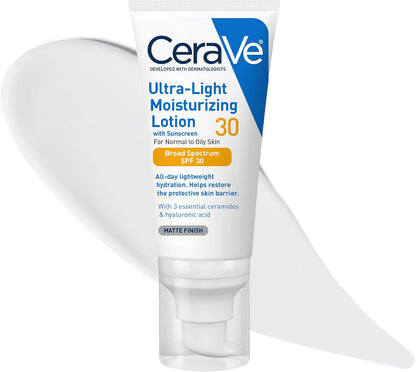 CeraVe SPF 30 ultra-light facial moisturizer bottle