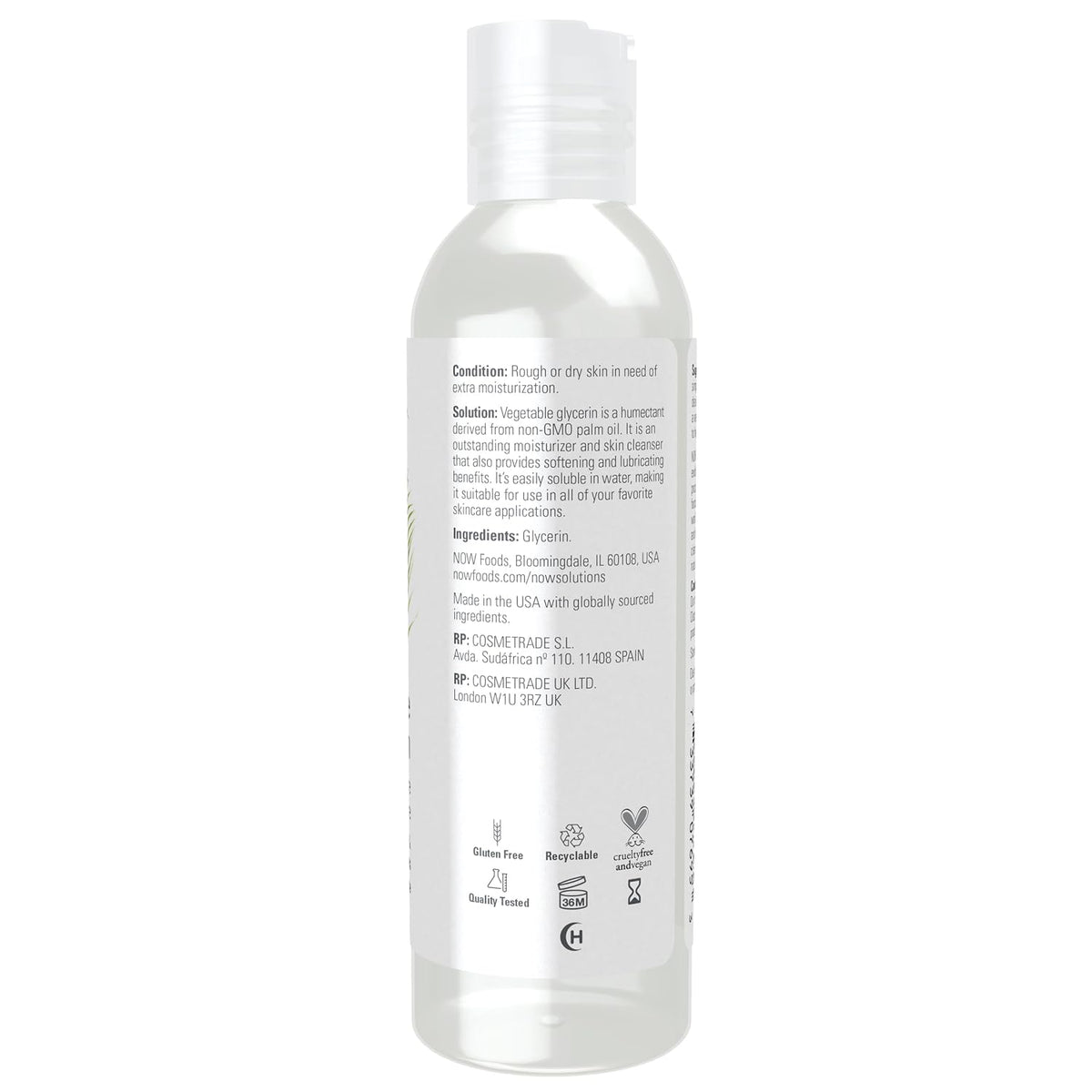 NOW Solutions vegetable glycerin for rough or dry skin