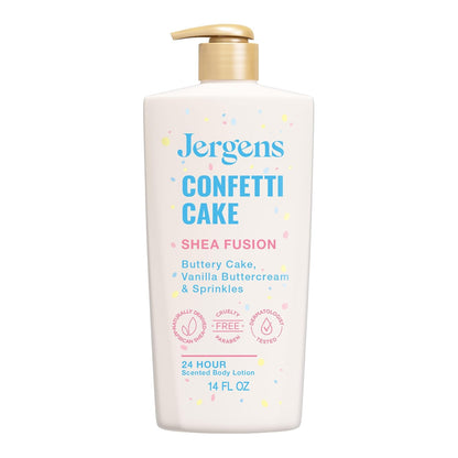 Jergens Confetti Cake shea butter body lotion front label