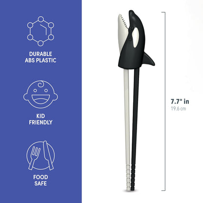 Reusable kid-friendly chopsticks with whale design