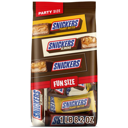 SNICKERS fun size chocolate candy assortment with original almond and peanut butter