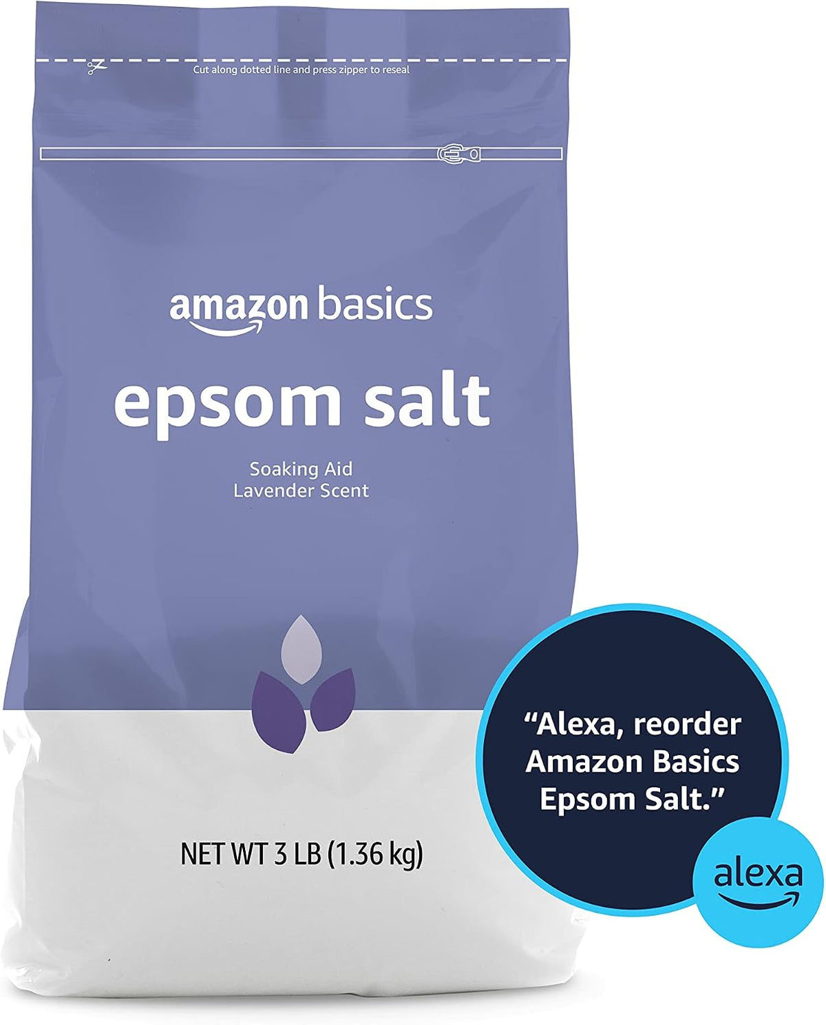 Amazon Basics bath salts lavender scented soaking aid