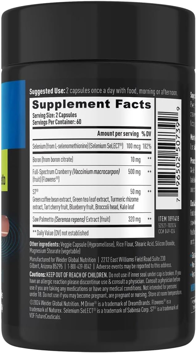 Weider Prime Prostate Health with Saw Palmetto, 120 Capsules