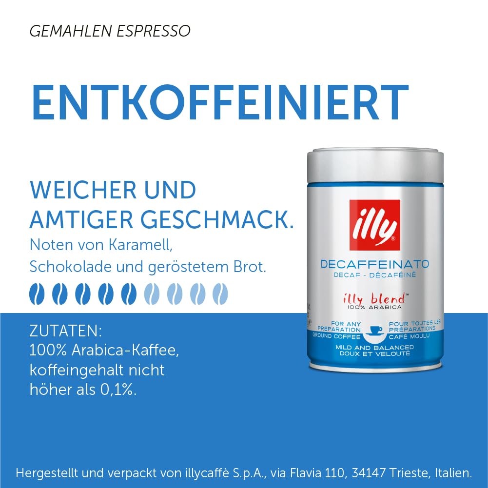 illy decaf espresso coffee Arabica blend packaging