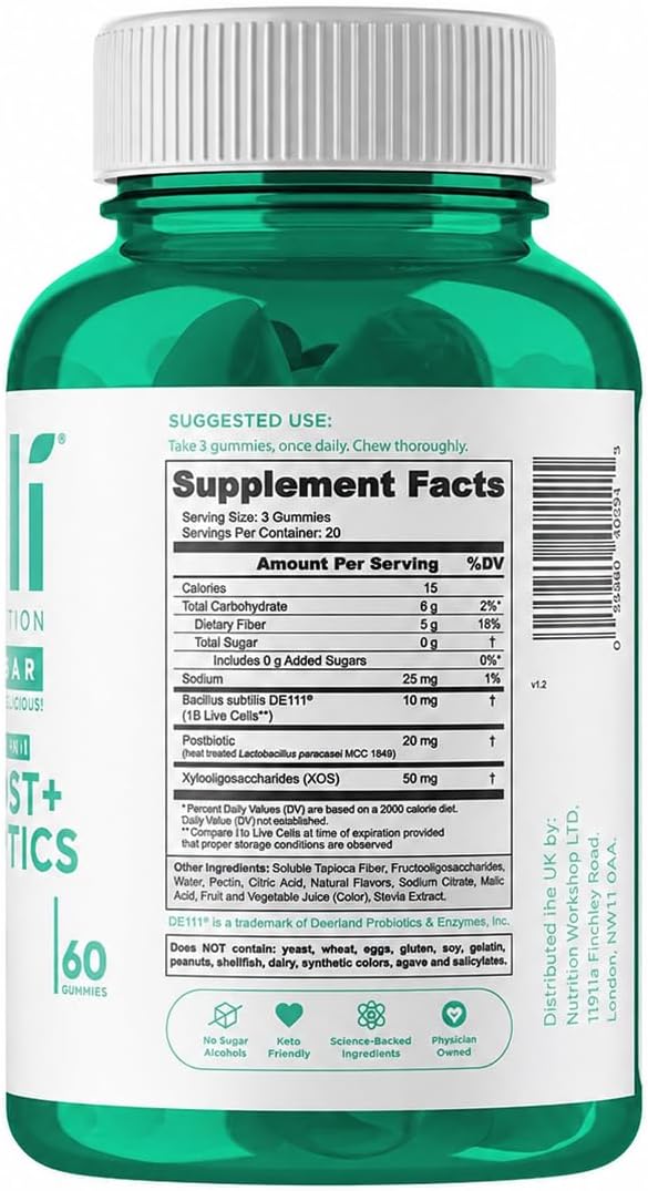 Non-GMO pre probiotic postbiotic gummies by Goli