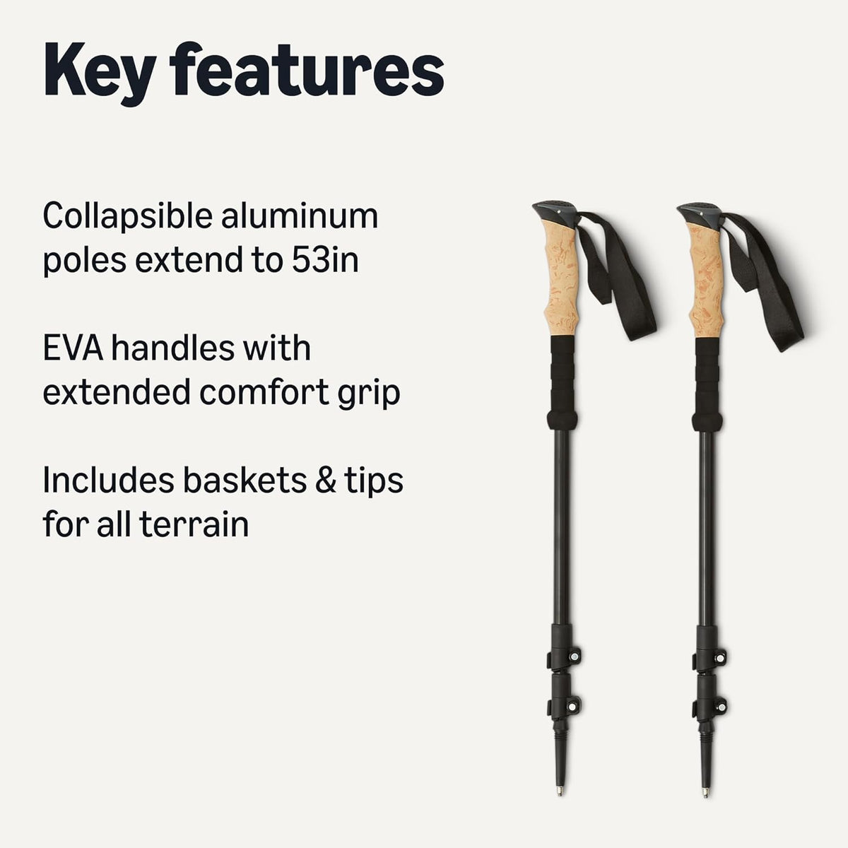 Amazon Basics trekking poles with quick-lock adjustment