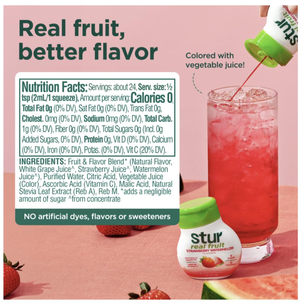 Stur fruit flavored liquid drink mix bottle