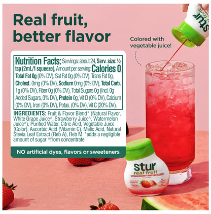 Stur fruit flavored liquid drink mix bottle