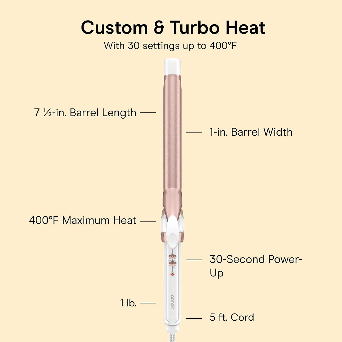 Extra long 1-inch curling tong styling tool