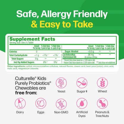 Berry flavor probiotic chewables for children ages 3 and up