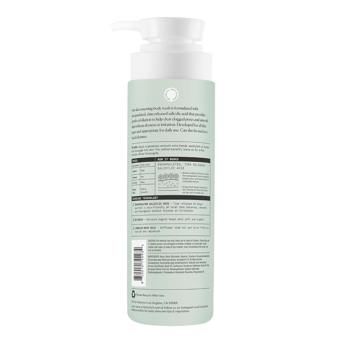 Naturium body wash for gentle exfoliation and pore cleansing