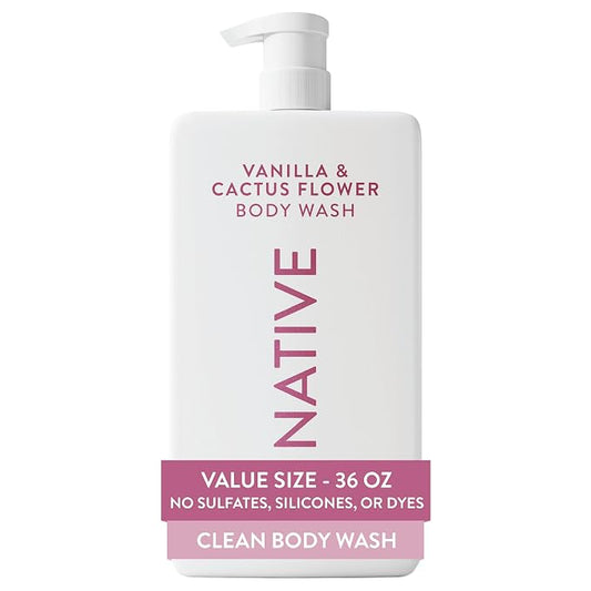 Native Vanilla and Cactus Flower body wash 36 fl oz pump bottle
