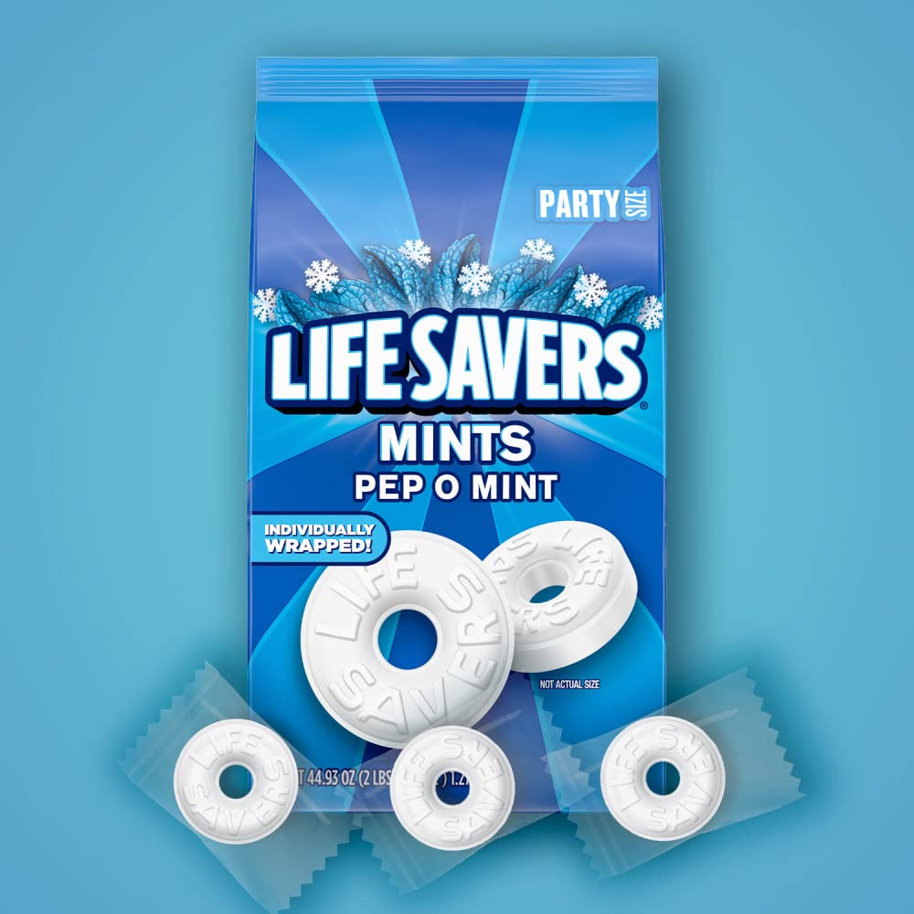 Party size bag of wrapped peppermint mints
