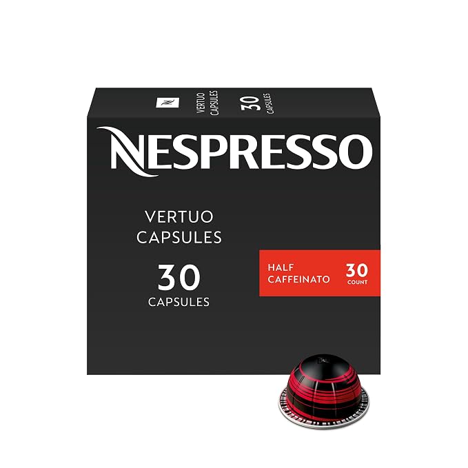Nespresso Vertuo Half Caffeinato 30 count coffee pods box