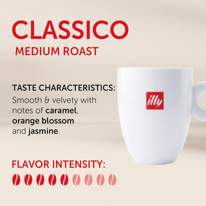 Illy Classico coffee with caramel orange blossom jasmine notes