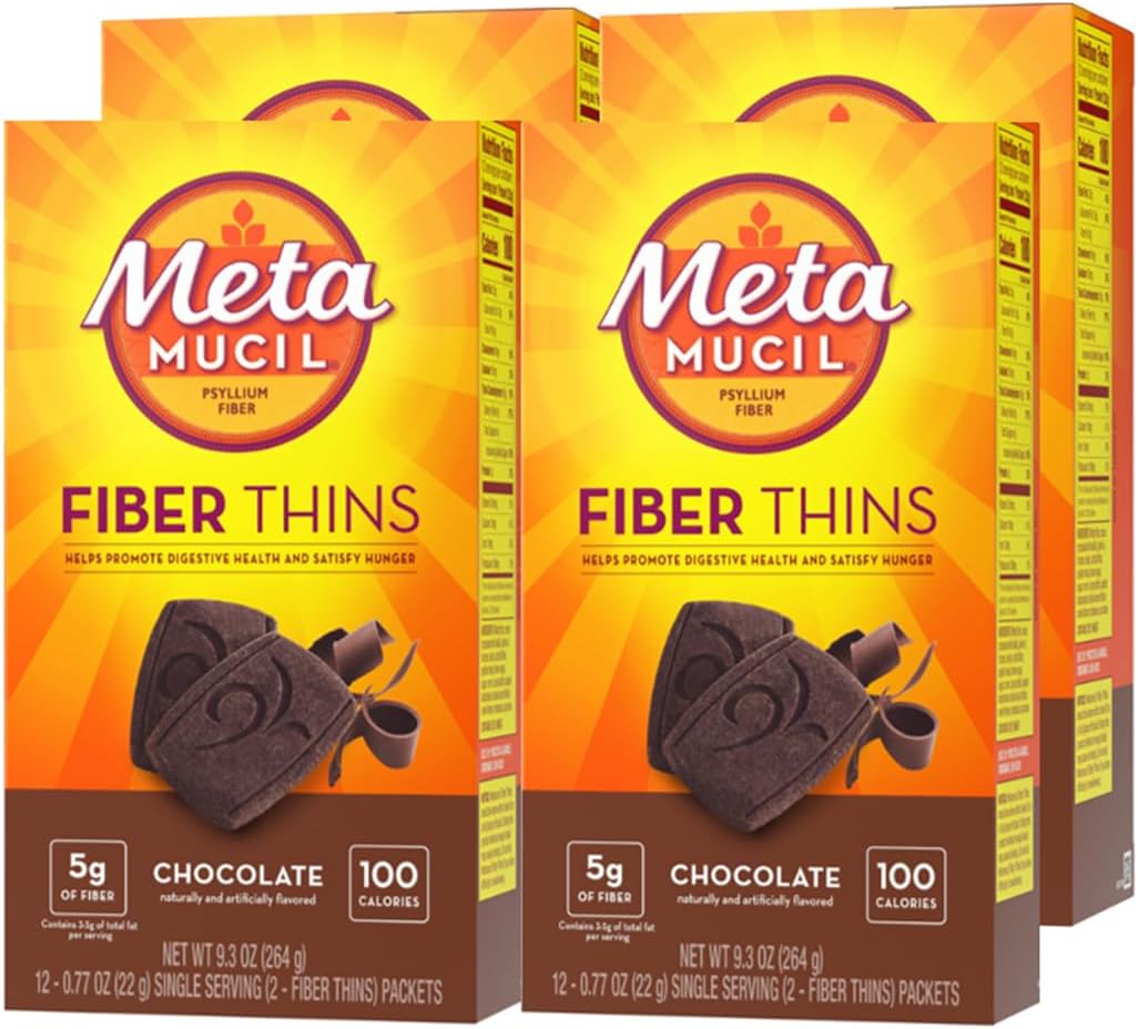 Metamucil chocolate Fiber Thins 48 servings package