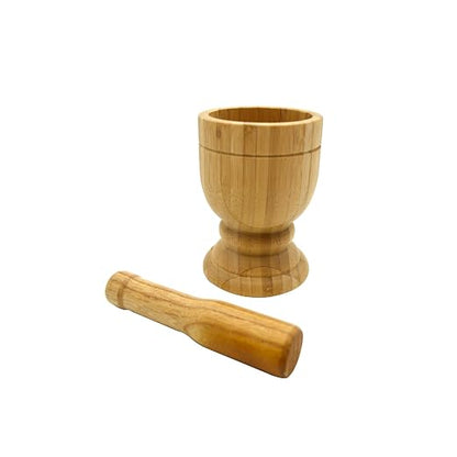 Small natural bamboo mortar and pestle