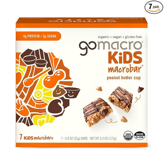 GoMacro Kids Peanut Butter Cup organic vegan snack bars box