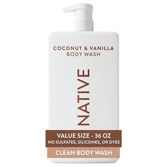 Native Clean Body Wash Coconut and Vanilla 36 oz pump bottle