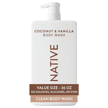 Native Clean Body Wash Coconut and Vanilla 36 oz pump bottle