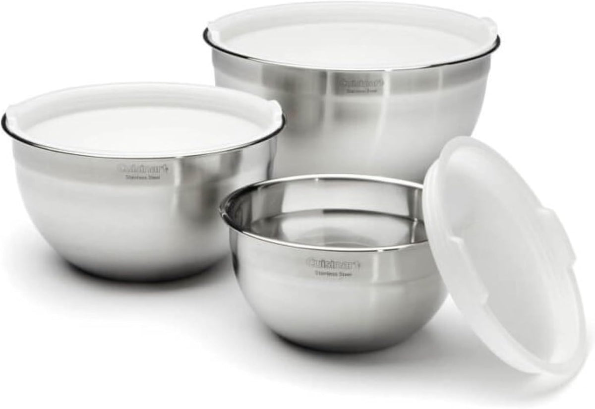 Nested stainless steel mixing bowls by Cuisinart
