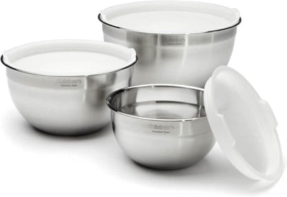 Nested stainless steel mixing bowls by Cuisinart