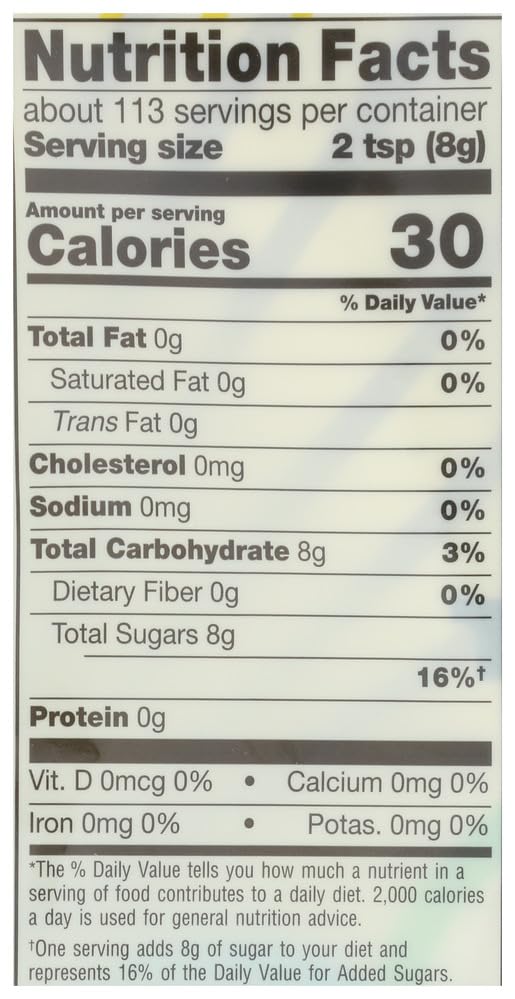 Organic sugar package for everyday pantry use