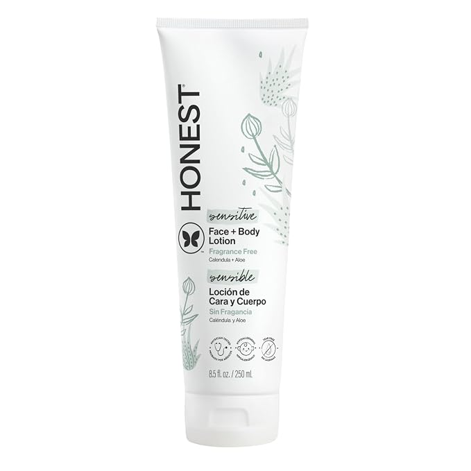 The Honest Company fragrance-free face and body lotion bottle
