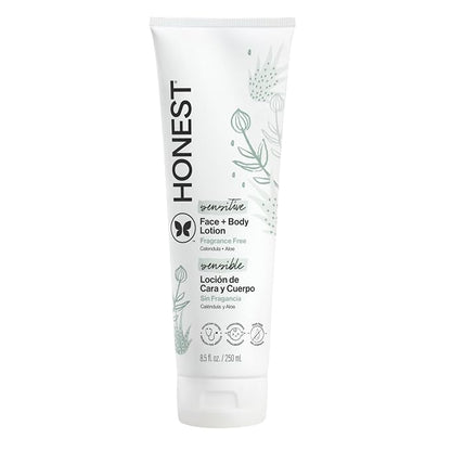 The Honest Company fragrance-free face and body lotion bottle