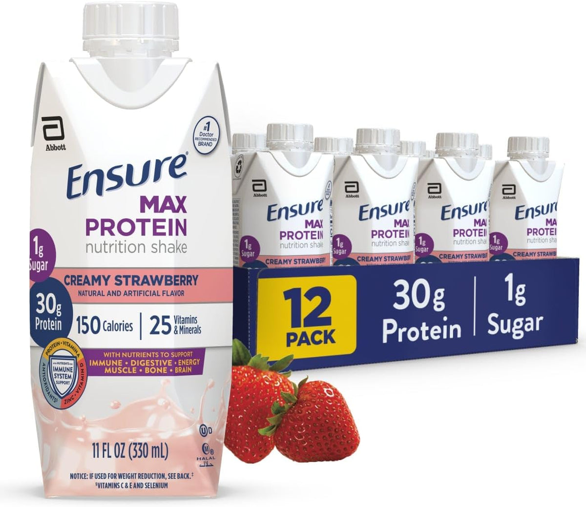 Creamy Strawberry high protein nutrition shake by Ensure