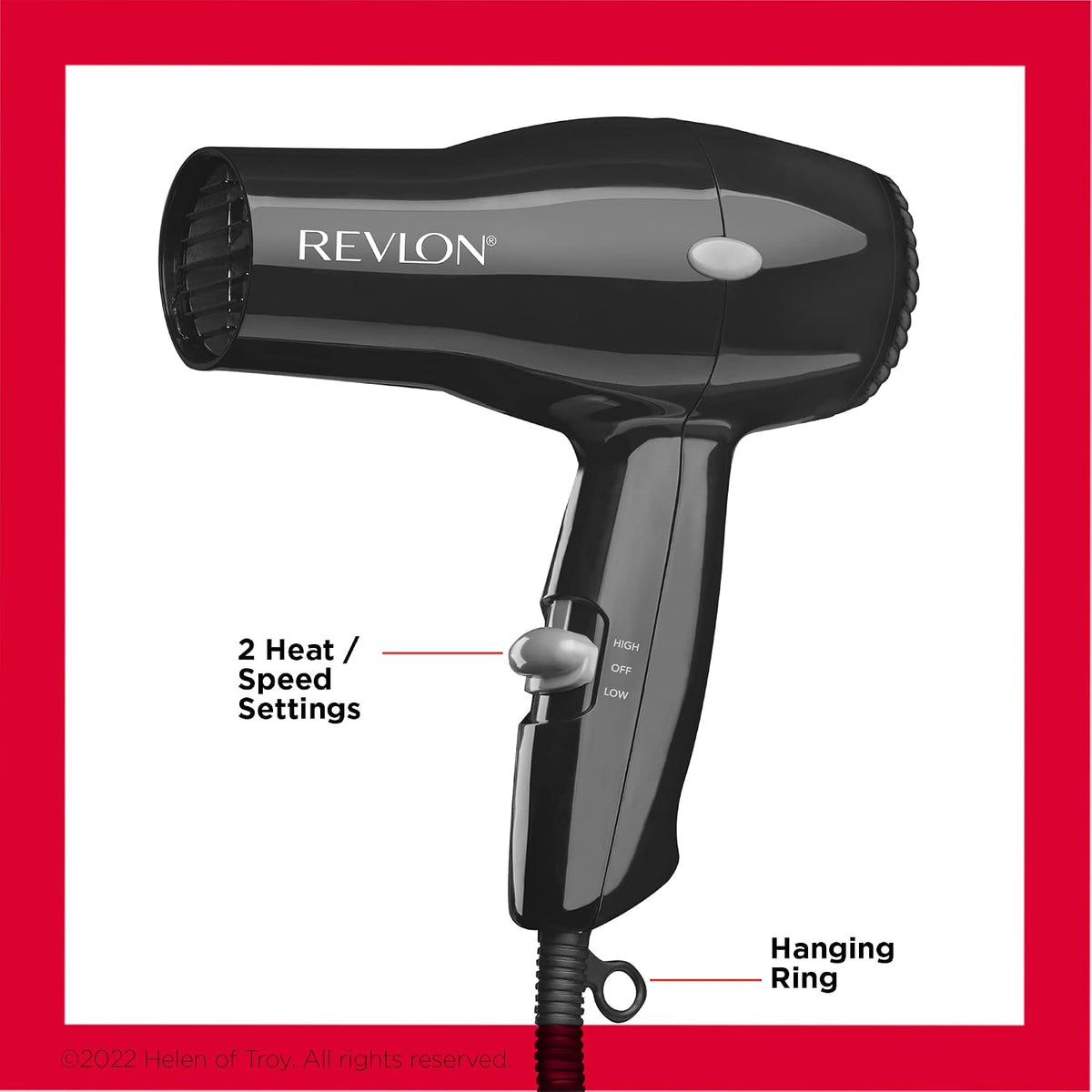 Portable REVLON hair dryer for travel and gym