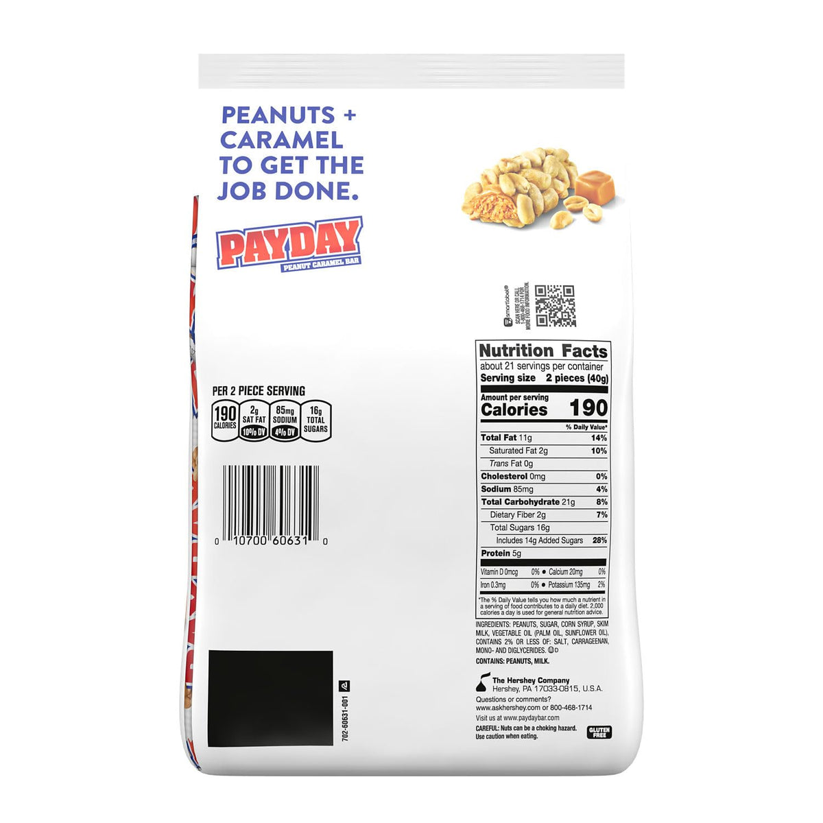 Snack size PAYDAY peanut and caramel candy bars