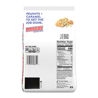 Snack size PAYDAY peanut and caramel candy bars