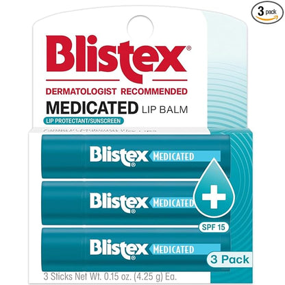 Blistex Medicated Lip Balm SPF 15 3 count pack