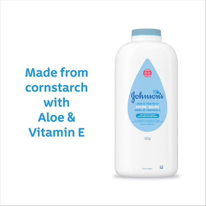 Johnson's Baby Cornstarch Baby Powder with Aloe and Vitamin E for Delicate Skin, Hypoallergenic, No Addded Parabens, and Dyes for Gentle Baby Skin Care, Baby Essentials, 1.5 oz