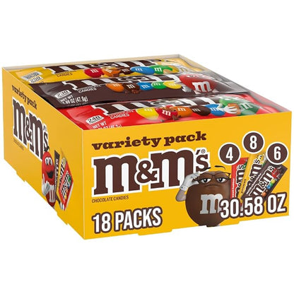 M&M'S full size chocolate candy variety pack of 18