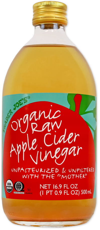 Trader Joe's organic raw apple cider vinegar bottle