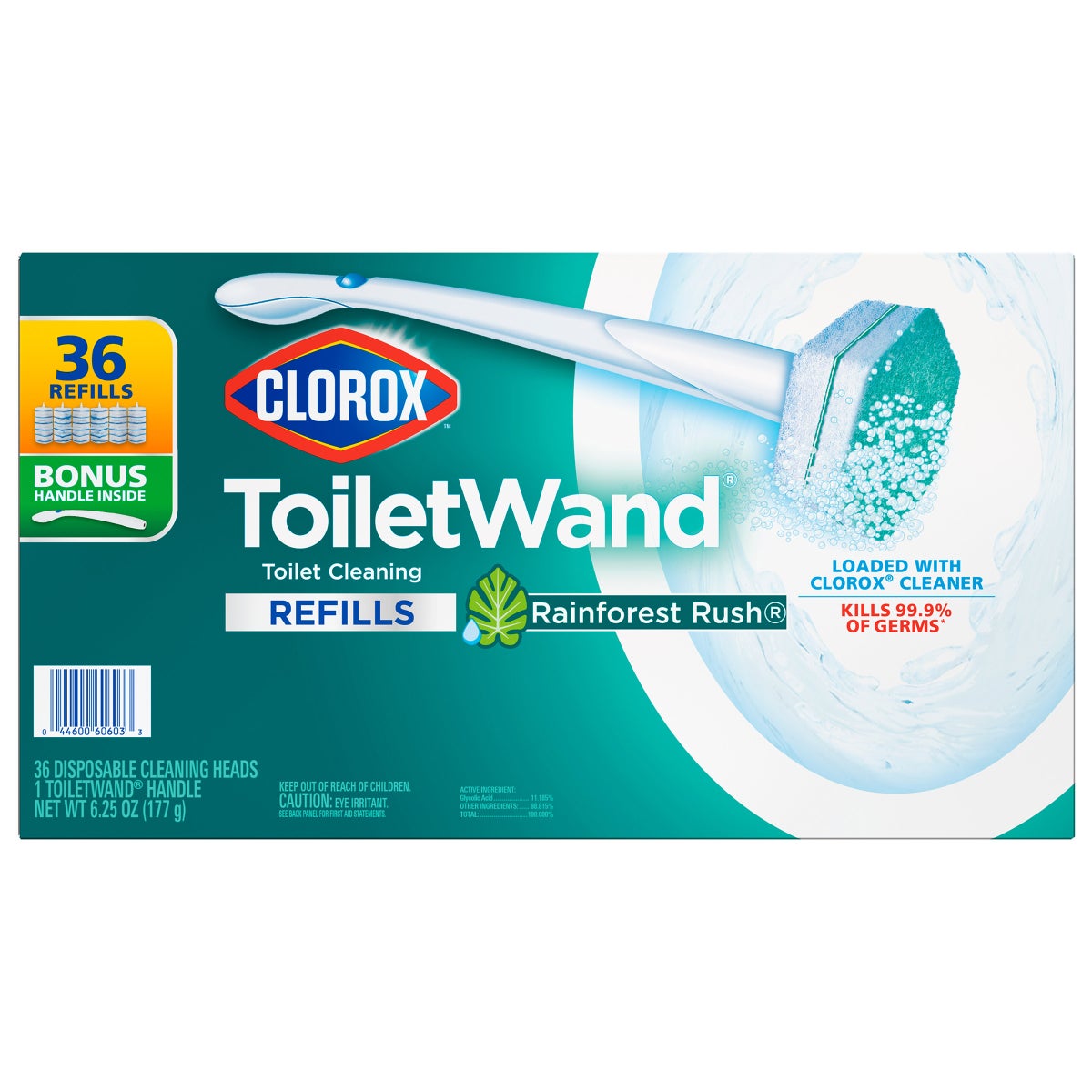 Clorox ToiletWand disposable toilet cleaning system with Rainforest Rush