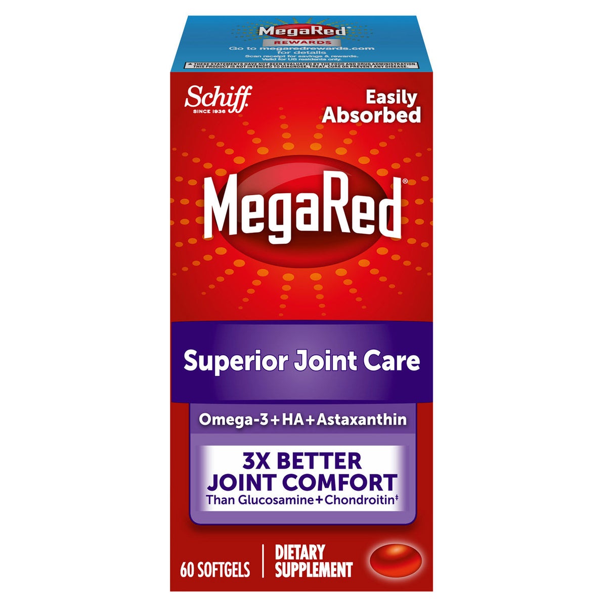 Schiff MegaRed Superior Joint Care 60 softgels bottle
