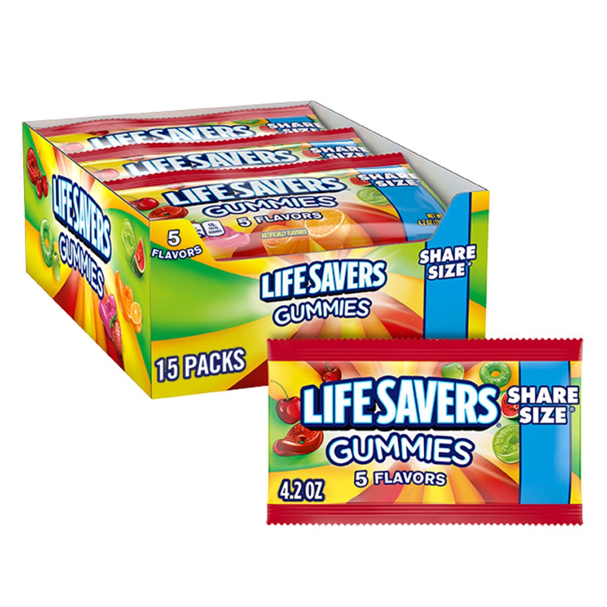Life Savers Share Size Gummies 5 flavors 15-count bag